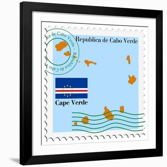 Stamp with Map and Flag of Cape Verde-Perysty-Framed Art Print