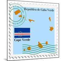 Stamp with Map and Flag of Cape Verde-Perysty-Mounted Art Print