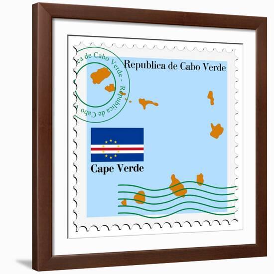 Stamp with Map and Flag of Cape Verde-Perysty-Framed Art Print