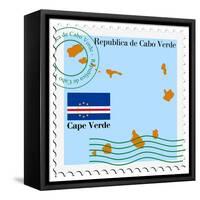 Stamp with Map and Flag of Cape Verde-Perysty-Framed Stretched Canvas