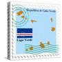 Stamp with Map and Flag of Cape Verde-Perysty-Stretched Canvas