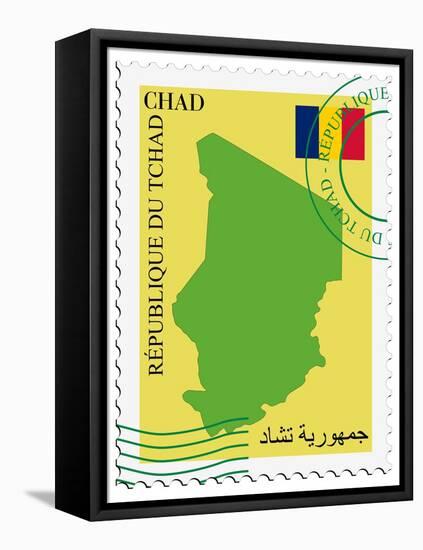 Stamp with Map and Flag of Chad-Perysty-Framed Stretched Canvas