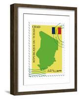 Stamp with Map and Flag of Chad-Perysty-Framed Art Print