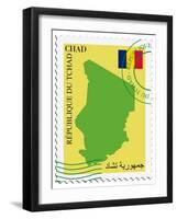 Stamp with Map and Flag of Chad-Perysty-Framed Art Print