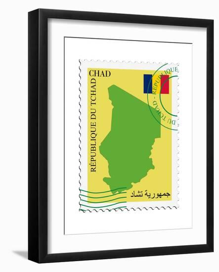 Stamp with Map and Flag of Chad-Perysty-Framed Art Print