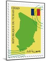 Stamp with Map and Flag of Chad-Perysty-Mounted Art Print