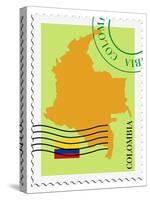 Stamp with Map and Flag of Colombia-Perysty-Stretched Canvas