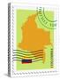 Stamp with Map and Flag of Colombia-Perysty-Stretched Canvas