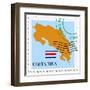 Stamp with Map and Flag of Costa Rica-Perysty-Framed Art Print