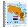 Stamp with Map and Flag of Costa Rica-Perysty-Stretched Canvas