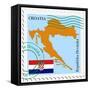 Stamp with Map and Flag of Croatia-Perysty-Framed Stretched Canvas