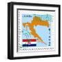Stamp with Map and Flag of Croatia-Perysty-Framed Art Print