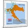 Stamp with Map and Flag of Croatia-Perysty-Mounted Art Print