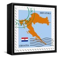 Stamp with Map and Flag of Croatia-Perysty-Framed Stretched Canvas