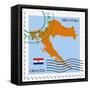 Stamp with Map and Flag of Croatia-Perysty-Framed Stretched Canvas