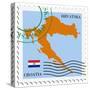 Stamp with Map and Flag of Croatia-Perysty-Stretched Canvas