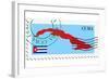 Stamp with Map and Flag of Cuba-Perysty-Framed Art Print