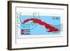 Stamp with Map and Flag of Cuba-Perysty-Framed Art Print