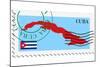 Stamp with Map and Flag of Cuba-Perysty-Mounted Art Print