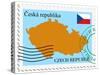 Stamp with Map and Flag of Czech Republic-Perysty-Stretched Canvas