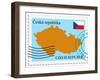 Stamp with Map and Flag of Czech Republic-Perysty-Framed Art Print