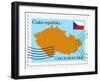 Stamp with Map and Flag of Czech Republic-Perysty-Framed Art Print