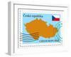 Stamp with Map and Flag of Czech Republic-Perysty-Framed Art Print