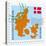 Stamp with Map and Flag of Denmark-Perysty-Stretched Canvas