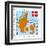 Stamp with Map and Flag of Denmark-Perysty-Framed Art Print