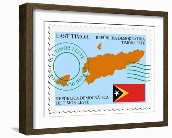 Stamp with Map and Flag of East Timor-Perysty-Framed Art Print