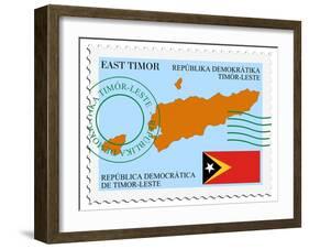 Stamp with Map and Flag of East Timor-Perysty-Framed Art Print