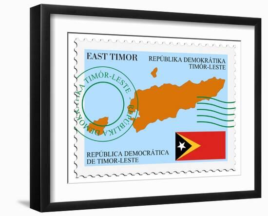Stamp with Map and Flag of East Timor-Perysty-Framed Art Print