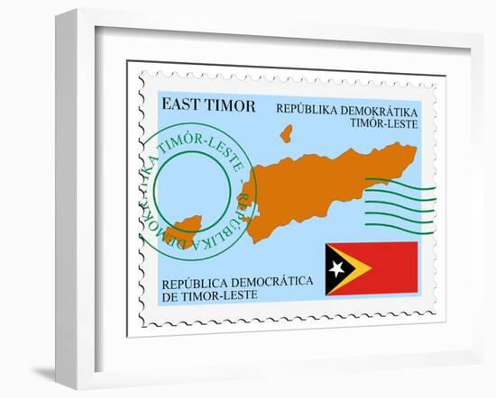 Stamp with Map and Flag of East Timor-Perysty-Framed Art Print