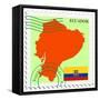 Stamp with Map and Flag of Ecuador-Perysty-Framed Stretched Canvas