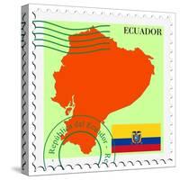 Stamp with Map and Flag of Ecuador-Perysty-Stretched Canvas