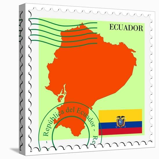 Stamp with Map and Flag of Ecuador-Perysty-Stretched Canvas