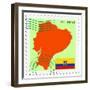 Stamp with Map and Flag of Ecuador-Perysty-Framed Premium Giclee Print