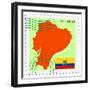 Stamp with Map and Flag of Ecuador-Perysty-Framed Premium Giclee Print