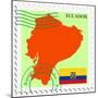 Stamp with Map and Flag of Ecuador-Perysty-Mounted Premium Giclee Print