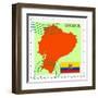 Stamp with Map and Flag of Ecuador-Perysty-Framed Art Print