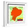 Stamp with Map and Flag of Ecuador-Perysty-Framed Art Print