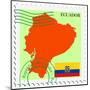 Stamp with Map and Flag of Ecuador-Perysty-Mounted Art Print