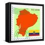 Stamp with Map and Flag of Ecuador-Perysty-Framed Stretched Canvas