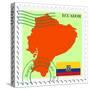 Stamp with Map and Flag of Ecuador-Perysty-Stretched Canvas