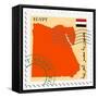 Stamp with Map and Flag of Egypt-Perysty-Framed Stretched Canvas
