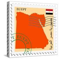 Stamp with Map and Flag of Egypt-Perysty-Stretched Canvas