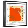 Stamp with Map and Flag of Egypt-Perysty-Framed Premium Giclee Print
