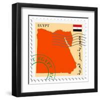 Stamp with Map and Flag of Egypt-Perysty-Framed Art Print