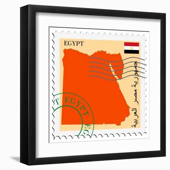 Stamp with Map and Flag of Egypt-Perysty-Framed Art Print