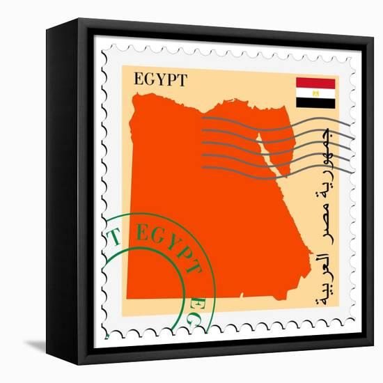 Stamp with Map and Flag of Egypt-Perysty-Framed Stretched Canvas